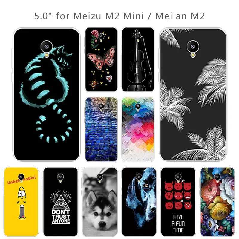 for Meizu M2 Mini / Meilan Phone Cases Soft Silicone Transparent TPU Back Black Matte Brick Road Coque |