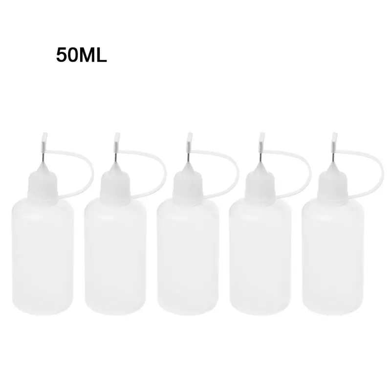 

5 X50 ml Empty Plastic Squeeze Liquid Dropper Bottle With Metal Needle For Vape Electronic Cigarette