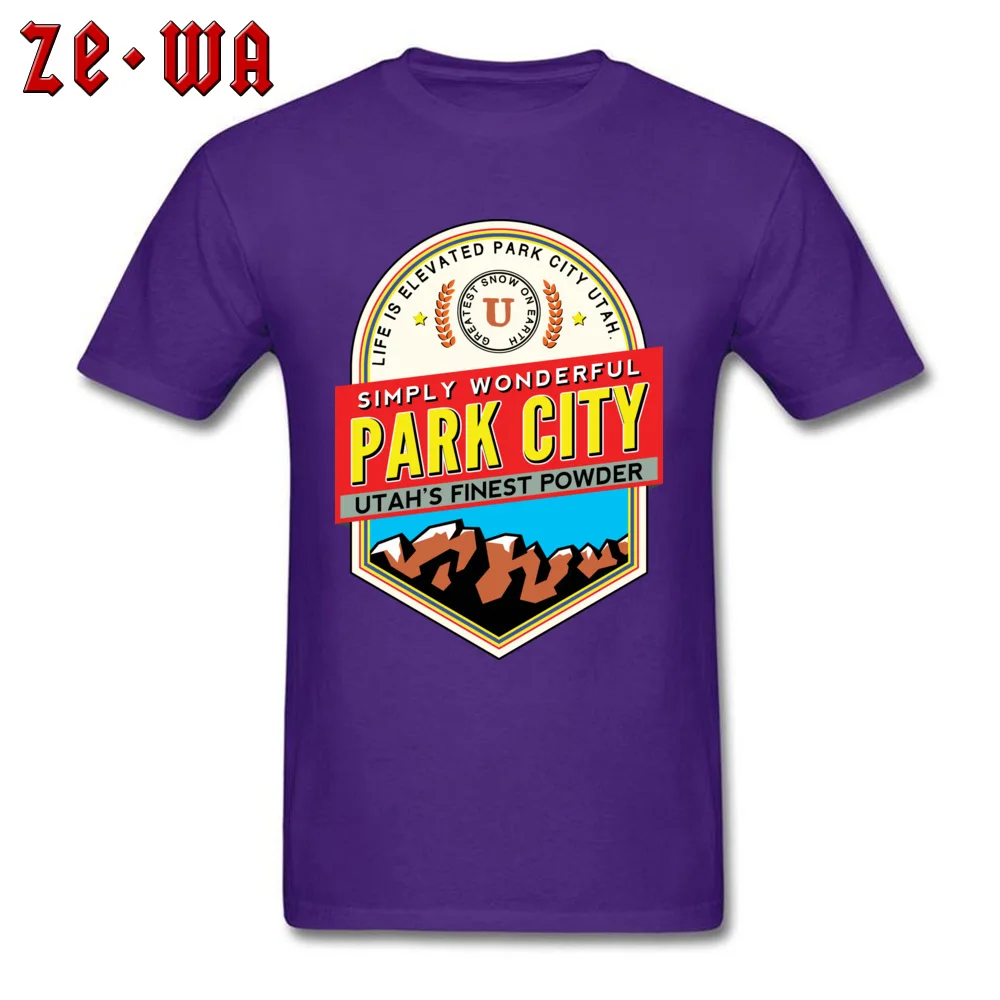 3D Printed 100% Cotton Men Short Sleeve T Shirt Custom Summer Fall T-Shirt comfortable T Shirt Coupons Round Neck PARK CITY UTAH SKIING MOUNTAINS SKI SNOWBOARD purple