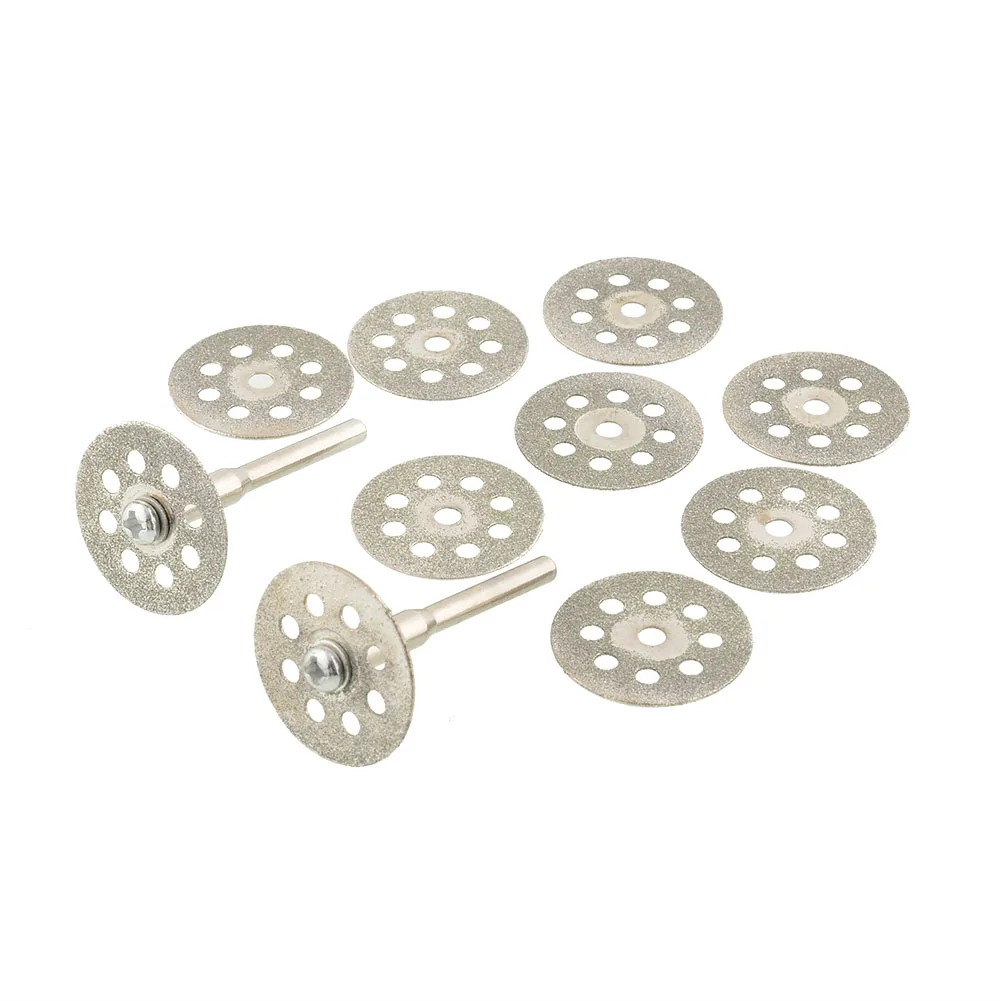 

Hot New 10PCS Sharp 22mm Vented Rotary Diamond Glass Gemstones Cutting Discs Mandrel Dremel DIY