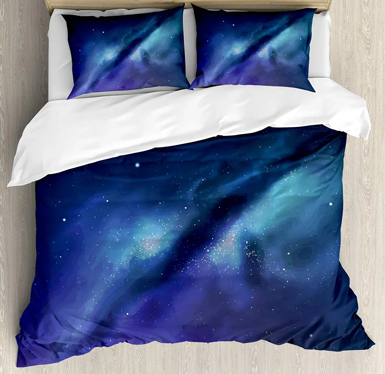 

Night Duvet Cover Set Milky Way Inspired Nebula Cluster Galaxy Fantastic Cosmos Constellation 3 Piece Bedding Set