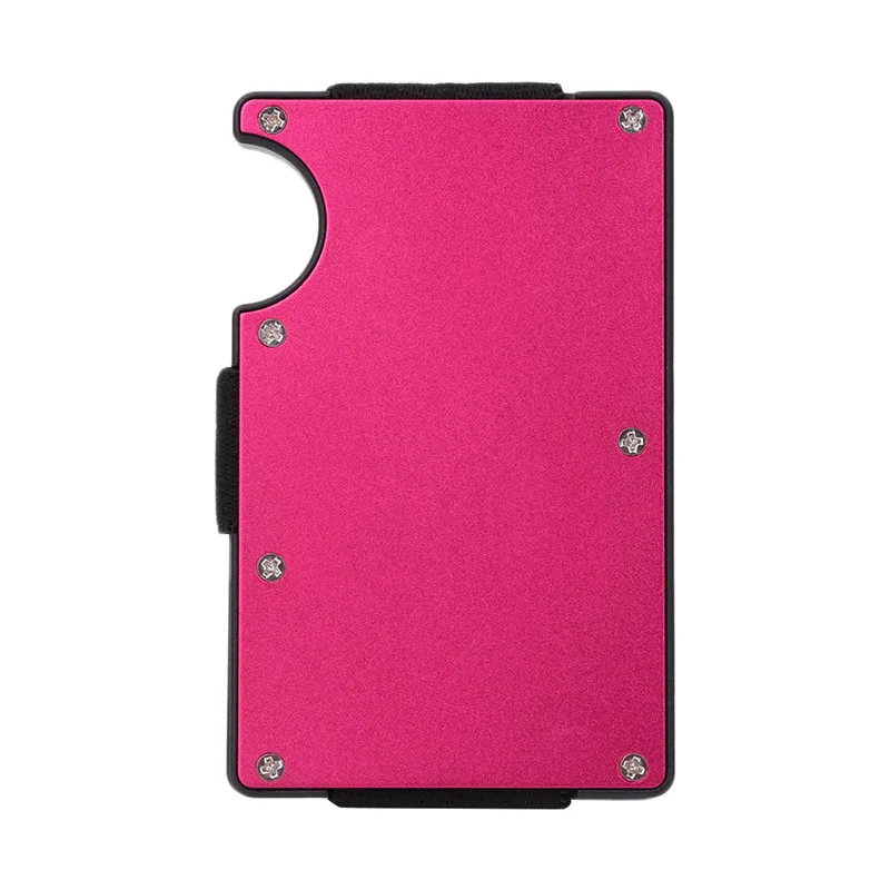THINKTHENDO тонкий мужской алюминиевый эластичный ремешок зажим для денег кошелек для кредитных карт 5 цветов - Цвет: hot pink
