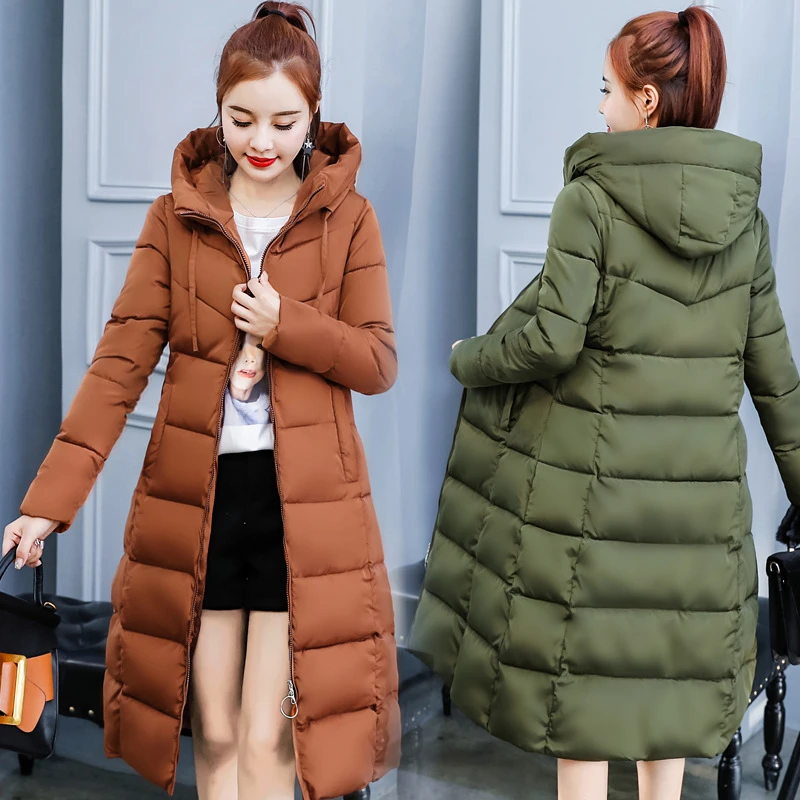 Women's Winter Long Slim Down Cotton Coat Hooded Warm Outwear Overcoat Jacket 