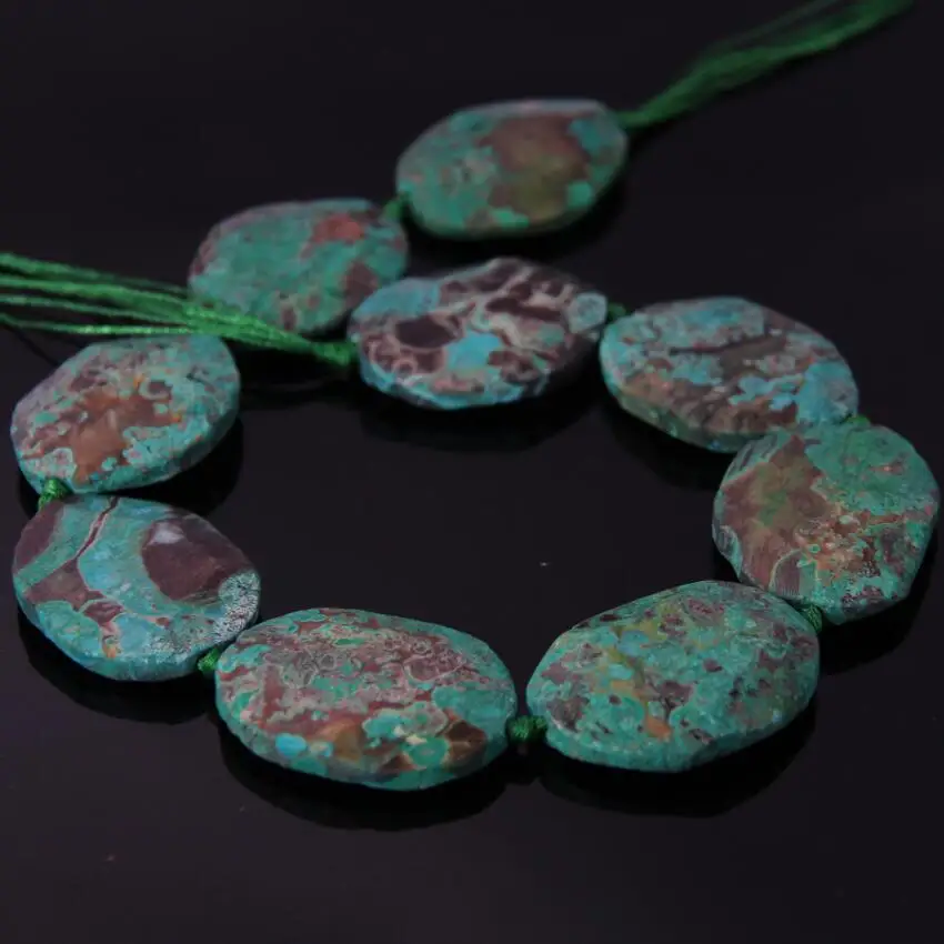 

Approx9PCS/strand Natural Green Ocean Gems Faceted Slab Pendant Beads,Sea Sediment Stone Freeform Slice Beads Jewelry Supplier