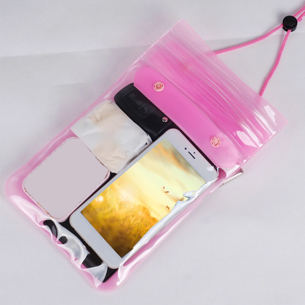 Открытый плавательный мешок ключи Songkran фестиваль подводный телефон хранения пляж рафтинг Косметика кошельки экологически чистый водонепроницаемый сухой - Цвет: Pink