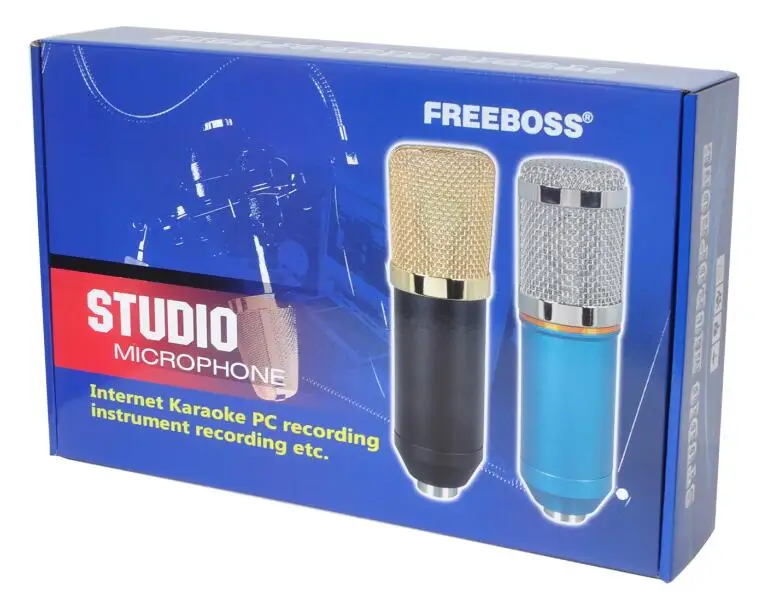 FREEBOSS BM-800 комплект проводной конденсаторный звук микрофон с подставкой+ металлический амортизатор+ Ветровое стекло для ПК запись/хор/вещания