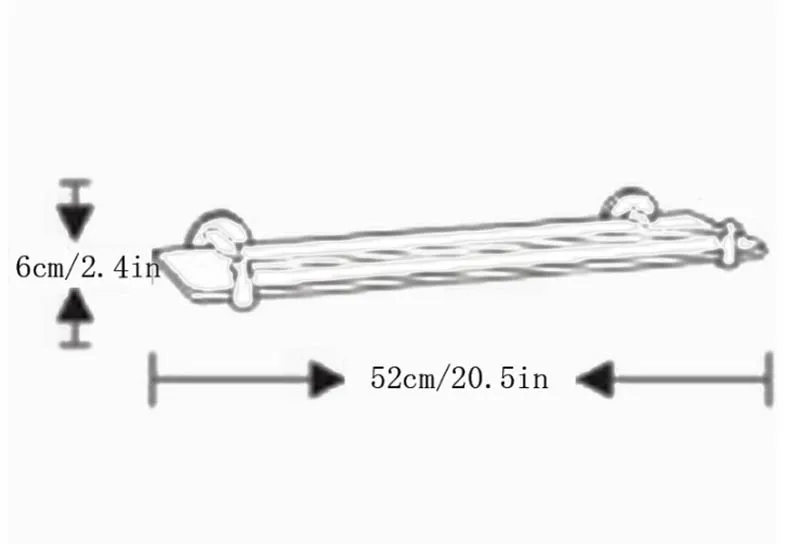bathroom glass shelf size