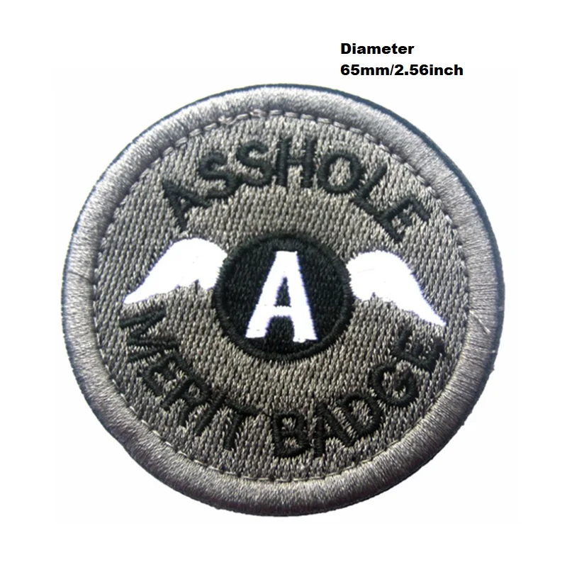 Ass Hole Merit Badge  Embroidered Motif Applique Badge Wings Sew On Round Patch