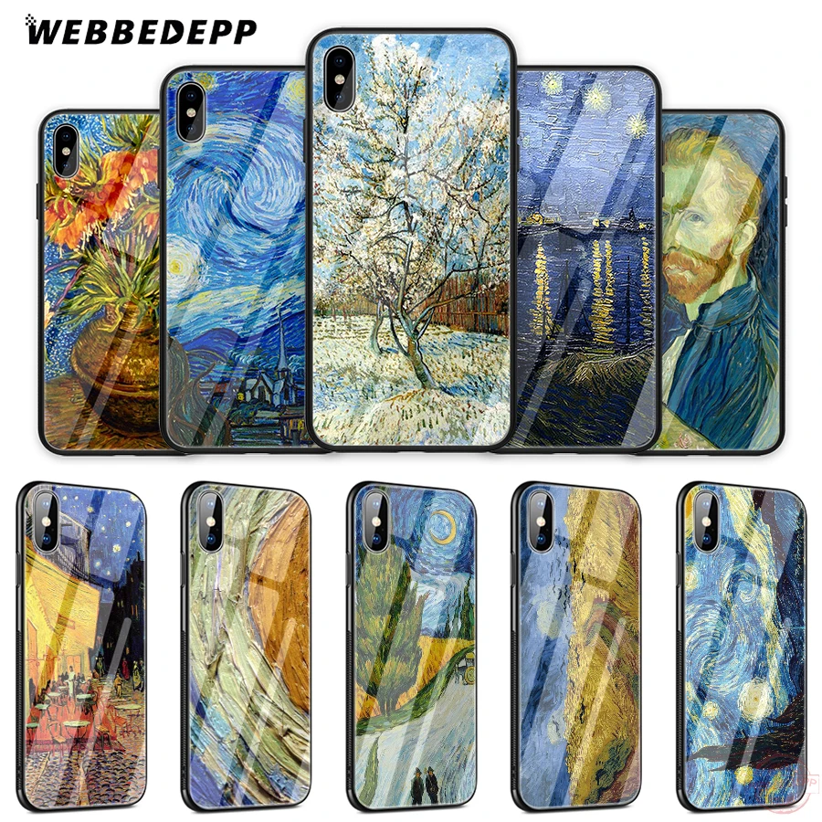 WEBBEDEPP Van Gogh Tardis Tempered Glass Phone Case for Apple iPhone XS Max XR X 8 7 6S Plus 5S SE Cover | Мобильные телефоны и