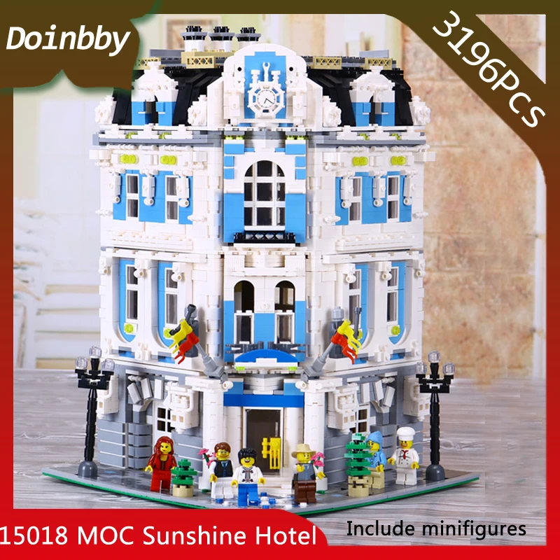 

In Stock 15018 The Sunshine Hotel MOC Creator Street View Building Blocks Brick Toys Compatible With Legoings