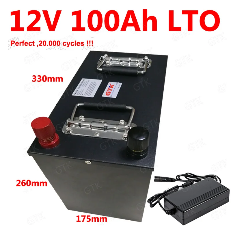 Водонепроницаемый литиевый титановый 12 В 100ah аккумулятор лто пакет BMS 5S глубоких циклов для UPS лодки RV инвертор автомобиля+ 10А зарядное устройство