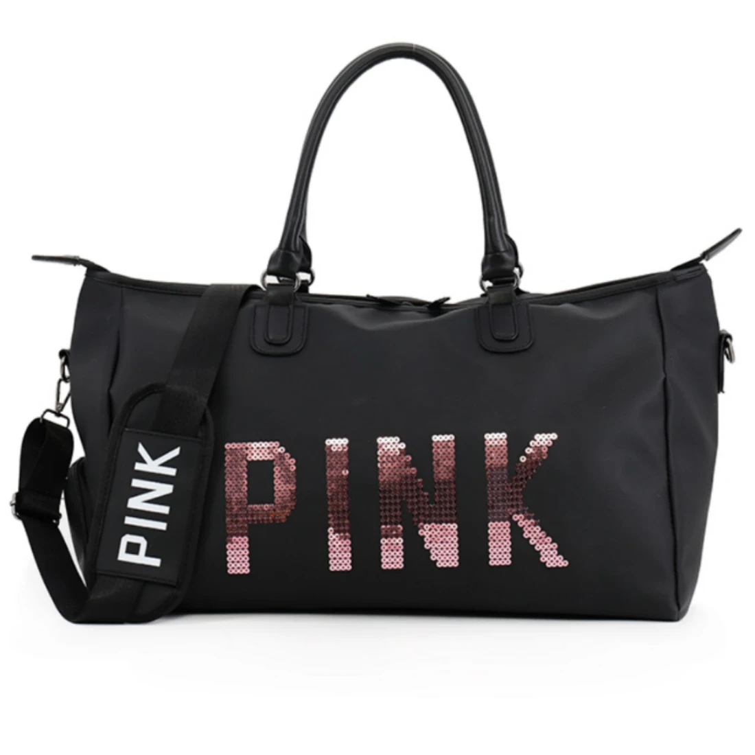 

2018 Sequins Pink Letters Print Sport Bag Gym Bags Sports Women for Training Fitness Bag for Gym Small Large black sac de sport