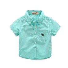 Хлопковая рубашка с короткими рукавами для мальчиков новая летняя детская рубашка