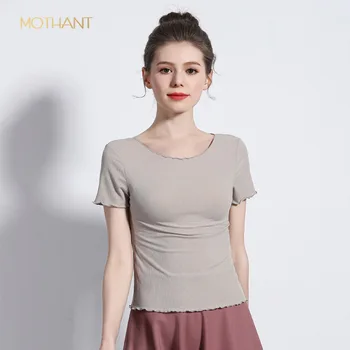 

Temperament elegant new summer women's thread with heart-cut wood ear short-sleeved T-shirt bottoming shirt shirt