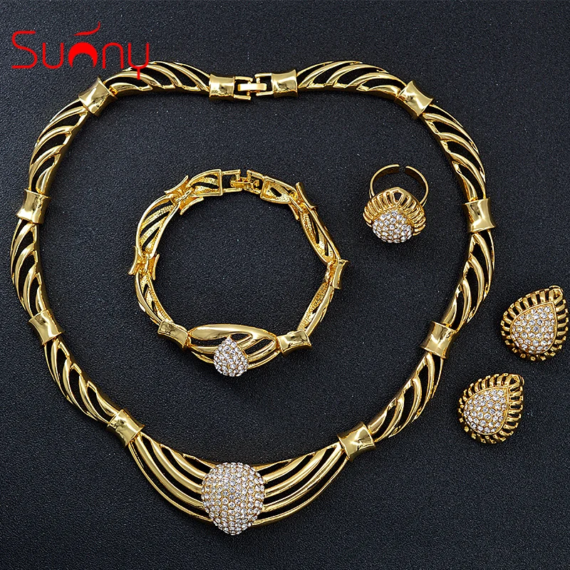 Женский ювелирный комплект из колье серёг кольца и браслета|jewelry sets wedding|bridal jewelry