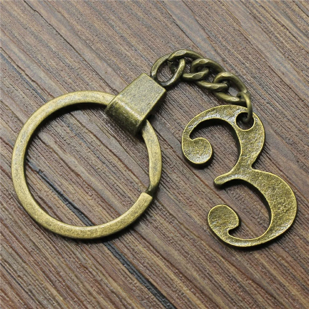 

42x27mm Number 3 Key Ring Vintage New Fashion Metal Key Chain Party Gift Dropshipping Jewellery