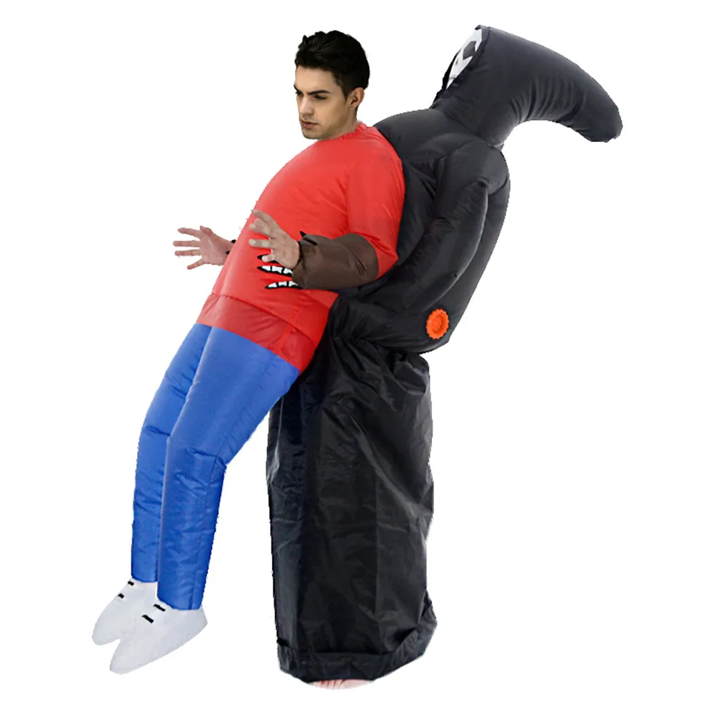 Skeleton Ghost Inflatable Costume Adult Funny Blow Up Suit Party Fancy