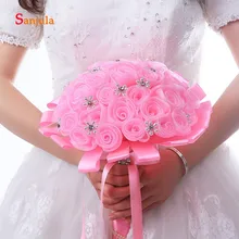 Большой шар Букеты Свадебные для Для женщин свадебные розы Искусственные цветы Свадебный букет из бисера Цветы привлекательные Свадебные аксессуары WB09