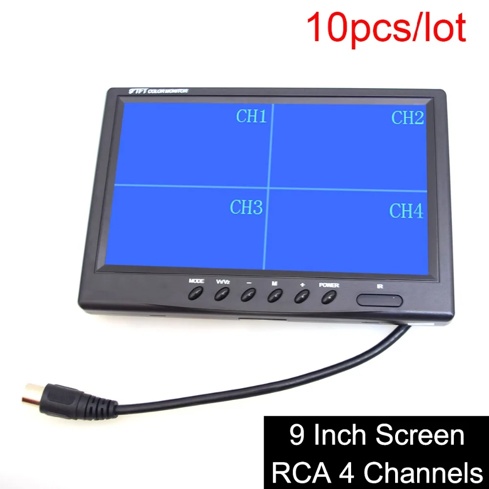 10pcs9TFTLCDQuadSplitMonitorforAutoTruckCCTVSurveillance