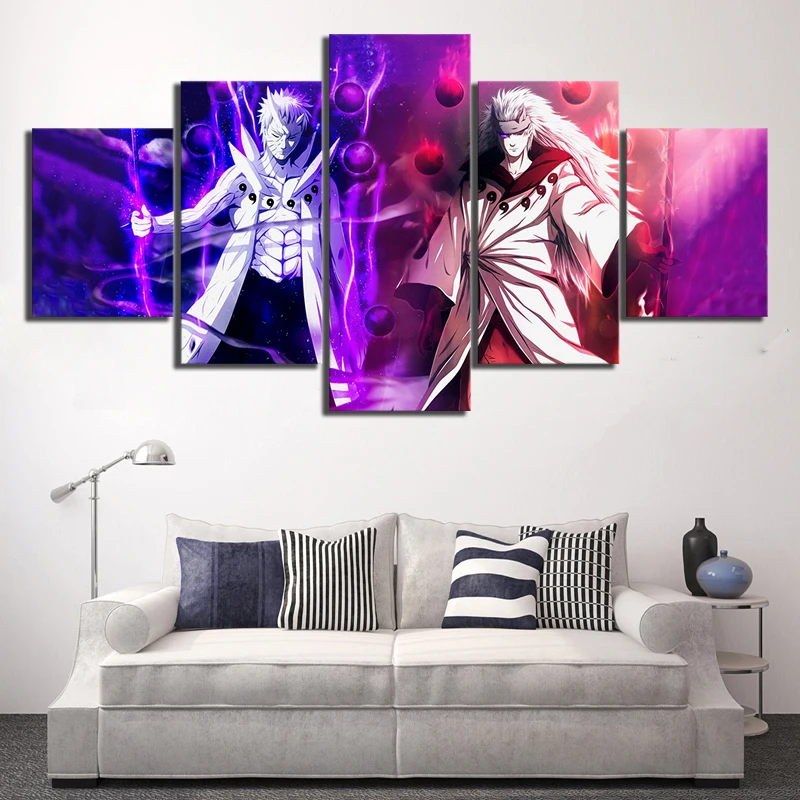 

5 Panel Canvas Printed Naruto Sasuke Animation Poster Home Decor For Living Room Picture Wall Painting Modern Canvas Wholesale