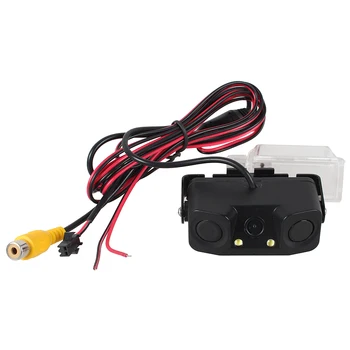 

2 in 1 Car Rearview Parking Assist Camera with 2 Parking Sensors CCD HD Car Reverse Backup Cameras with LED Light Night Vision