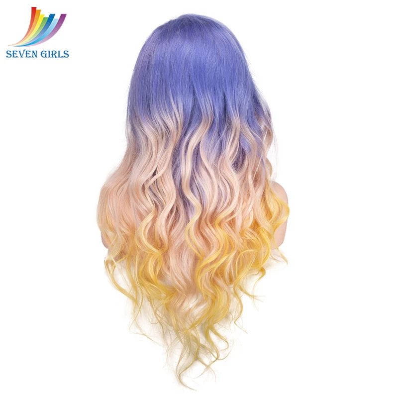 

Sevengirls Purple/#613/Yellow Color Ombre Wigs Brazilian Wave Full Lace Human Hair wigs With Baby Hair 8-30 Inch Available