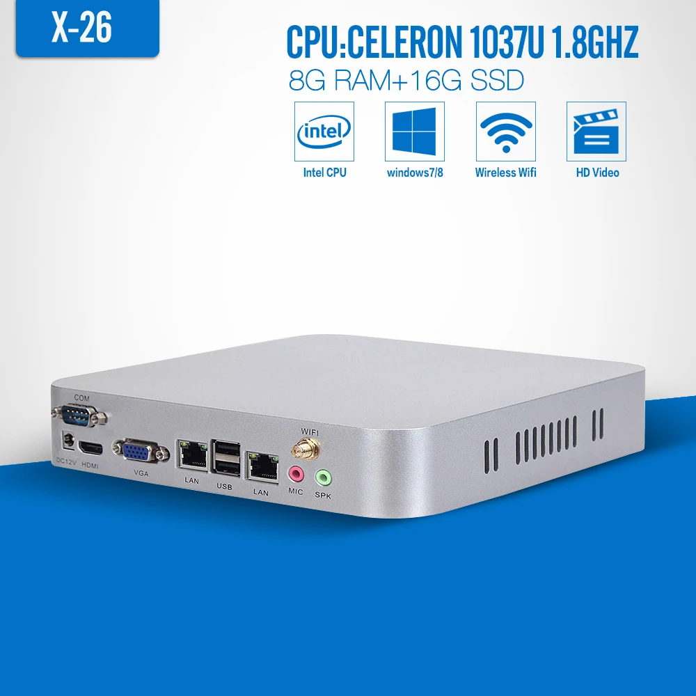  Mini pc Celeron High Grade WIndows C1037U DDR3 8G+16G+WIFI Mini computer Dual Lan 1.8GHz HDMI+VGA Computer 