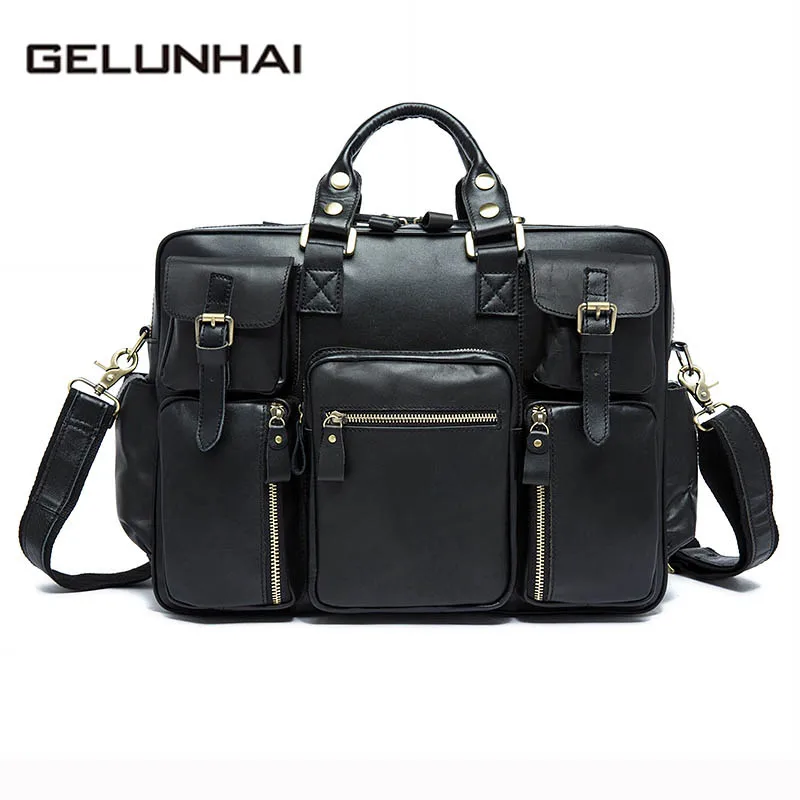 

2019 Sale Gelunhai Genuine Leather Men Bags New Male Briefcase Man Laptop Bag Crossbody Shoulder Handbags Men's Messenger8812