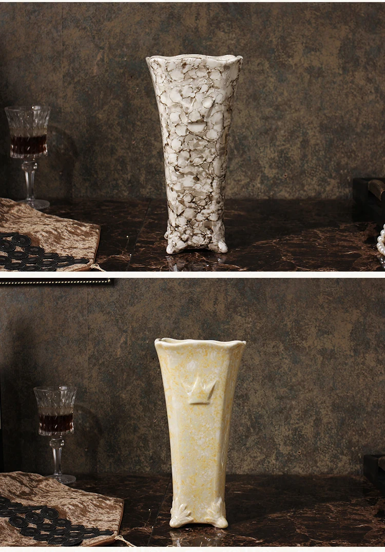 Домашняя Европейская Меса керамическая ваза простая мраморная ваза мебель для гостиной украшение благородная позолоченная ваза со стразами, блестящий