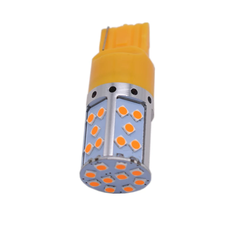 Leites 2pcs T20 7440 W21W 3030 35SMD Canbus LED Bulb Lamp Brake Light Tail Rear Lights Turning Signal 12V 24V Amber Yellow (6)