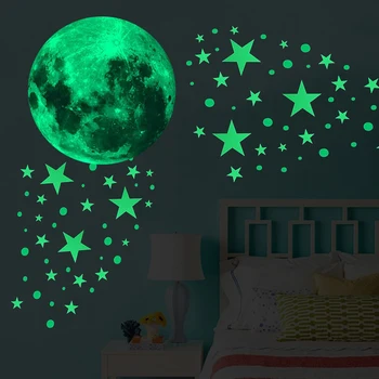 

New 435Pcs/set Glow In The Dark Stickers Waterproof vinyl material Luminous Moon Dots Stars Wall Ceiling Decal bedroom decor