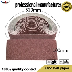 Bande de papier de verre, 5 pièces, circonférence 610mm, largeur 100mm, pour outils de polissage électriques, bois, acier, utilisation brillante 