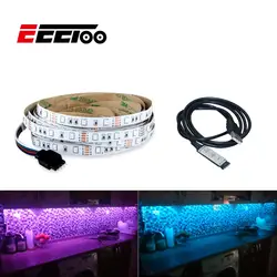 Eeetoo 1 м 2 м 3 м 4 м 5 В rgb гибкая USB LED полосы света + 3Key контроллер 2835smd лента клейкая Клейкие ленты для ТВ Задний план шкаф