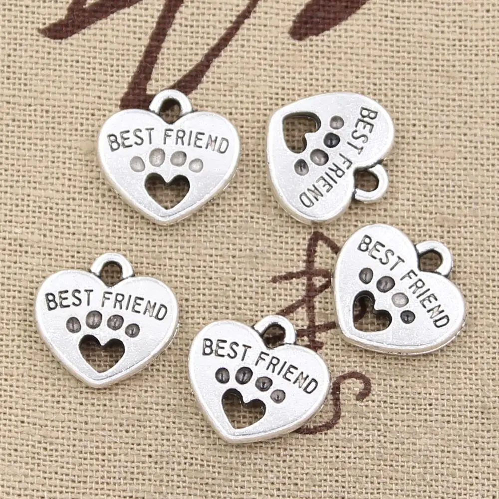 

6pcs Charms heart best friend 14x15mm Antique Making pendant fit,Vintage Tibetan Silver Bronze,DIY bracelet necklace