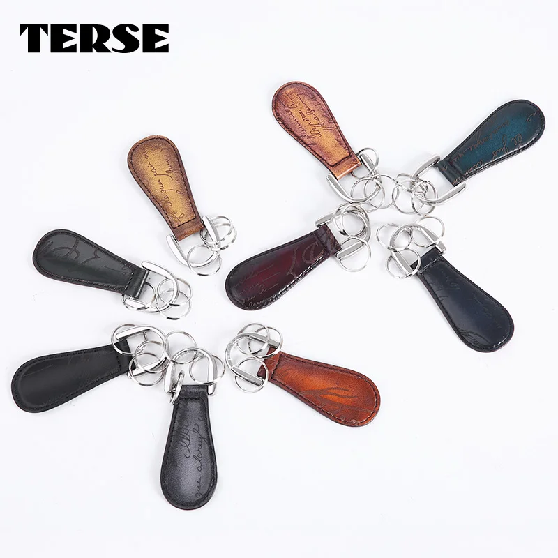 

TERSE_Handmade leather shoehorn dual purpose genuine leather Key ring 9 colors in stock berluti style shoehorn with engraving