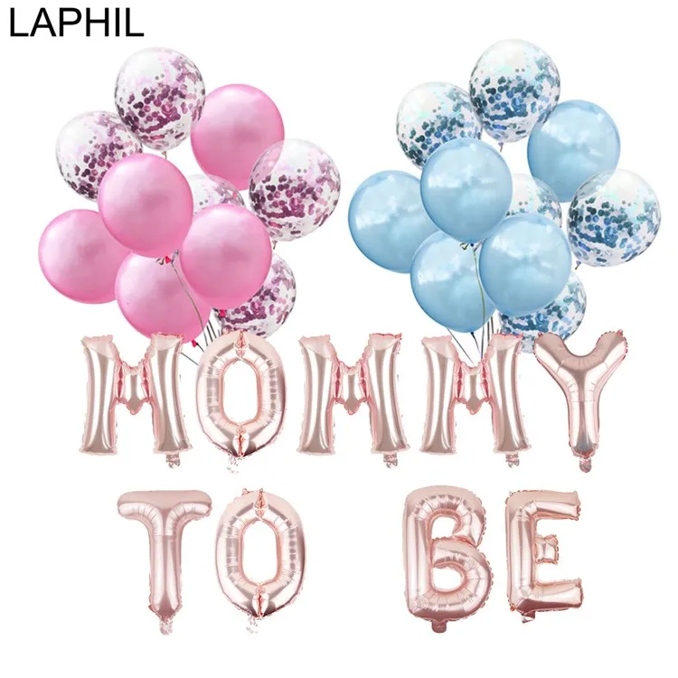 LAPHIL Baby Shower foil Balloon Mommy To Be Blue Pink Confetti Balloons/вечерние товары для мальчиков и девочек