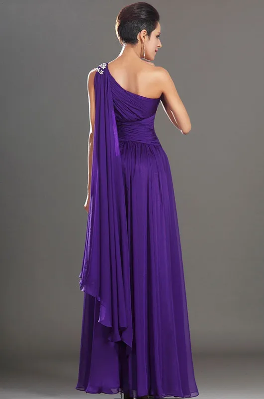Freeshipping-New-Fabulous-One-Shoulder-Sash-Chiffon-Evening-Dress