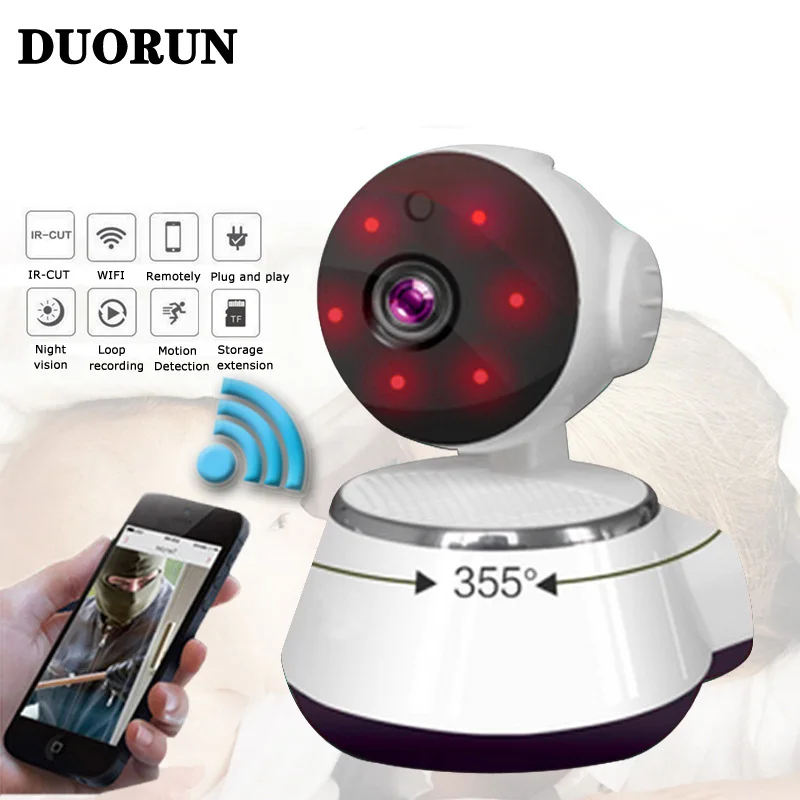 

DUORUN Home Smart Security IP Camera Baby Monitor Wireless WiFi Camera WI-FI Audio Record Surveillance HD Mini CCTV Camera
