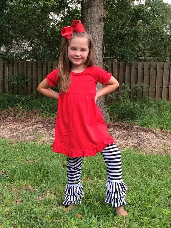 Red Girls Triple Ruffle Pants Ruffle 
