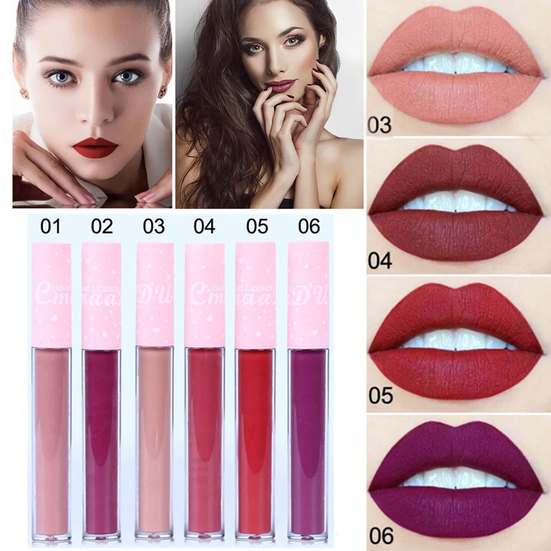 

Cmaadu Lipstick Makeup Waterproof Pink Matte Natural Long lasting Lip stick Beauty Cosmetics Lip Gloss Make Up Sexy Dark Red
