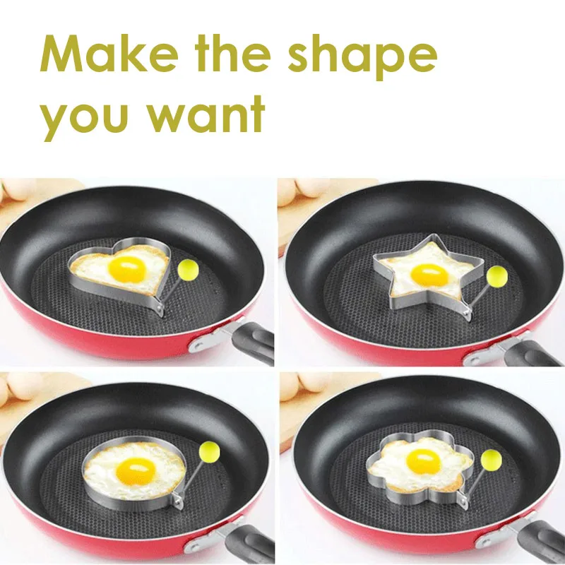 

Star Stainless Steel Omelette Egg Frying Mold Love Flower Round Star Pancake Rings Mold Kitchen Tool
