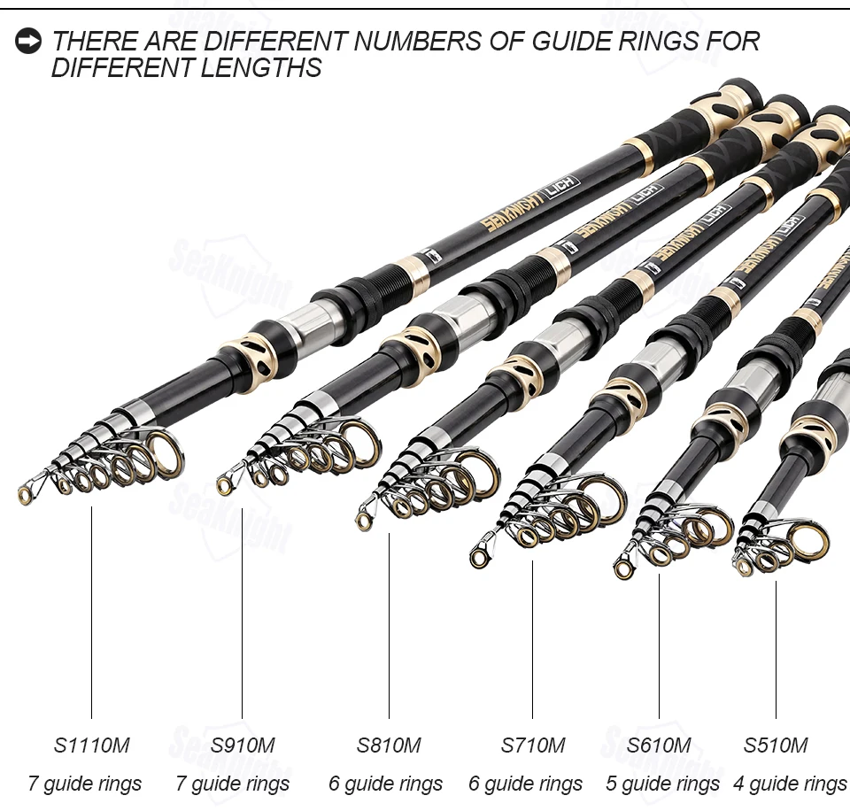 SeaKnight LICH углеродная телескопическая удочка 1,8 м 2,1 М 2,4 М 2,7 м 3 м 3,6 м мощность 1/4-1 унций спиннинговые удочки ручная удочка