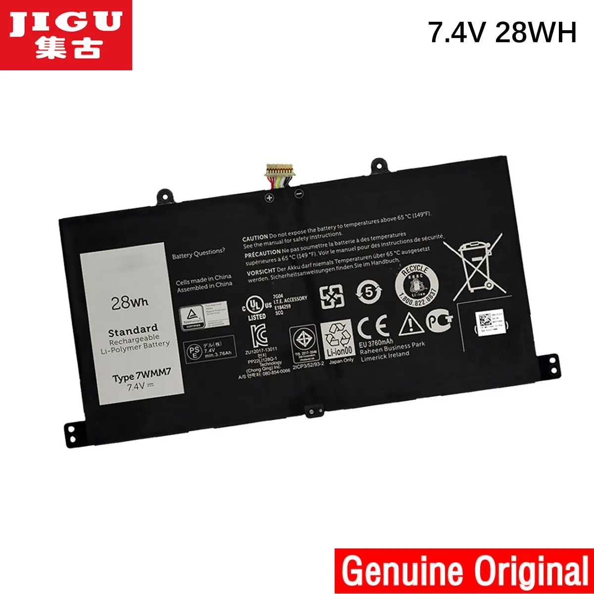 JIGU New Genuine 7.4V 28Wh For Dell Venue 11 Pro Keyboard Tablet