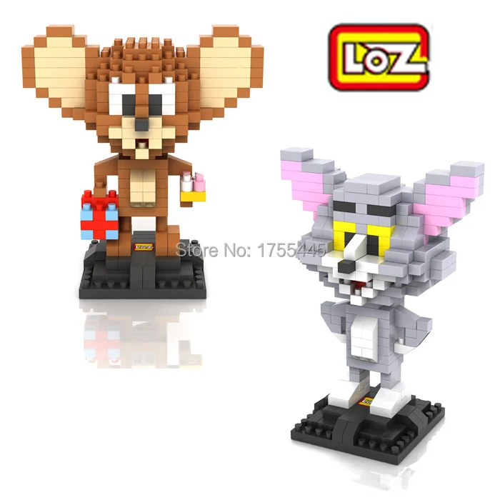 

2pcs/lot Tom and Jerry 8.5cm LOZ Blocks Diamond Building Blocks Action Figure 3D Bricks Toys No Original Box