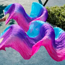 Шелковые Вуали вентиляторы pasang 1,8 м Тари перут мурни sutra FAN kerudung campuran бирюза ручной работы Васильковый с розами