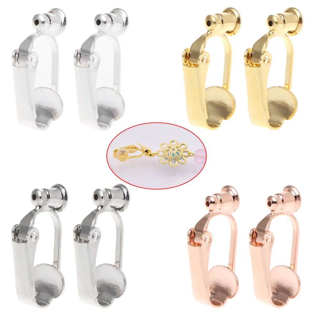 

1 Pair Earrings Adapter Stud Ear Clips Converter For Non-pierced People Clip On Metal Component DIY Jewelry Making Tool Finding