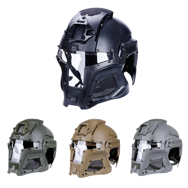 Outdoor WST Helmet Airsoft Paintball CF Game Face Mask Tactical Protective Helmet Military Bicycle Helmet Full Fcae Mask Iron