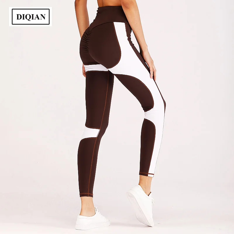 DIQIAN Autumn Winter Fitness Splicing Yoga Pants For Women Bodybuilding Famale Breathable Sport Tight Gym Sportswear | Спорт и
