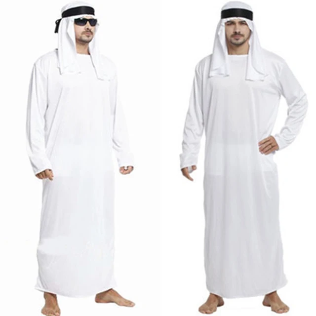 Men Dubai's ruler Halloween Costumes Adult Men White Arab Robe Arabian king Cosplay Costume For
