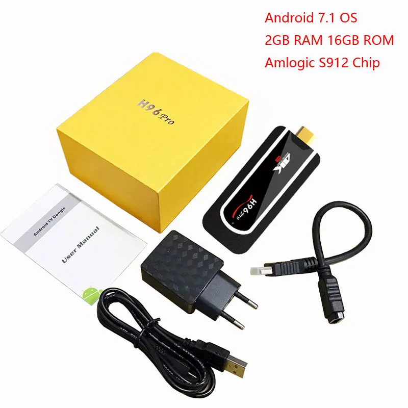 H96 Pro 4 K tv Stick 2 GB 16 GB Netflix Android tv Box HDMI Dongle Octa Core Amlogic S912 2,4g 5G Wifi Smart Android мини-ПК - Цвет: 2GB 16GB STICK